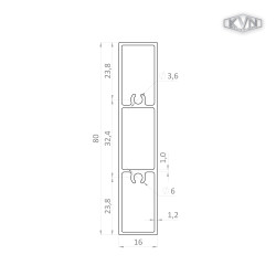 Profil 80x16mm, L-6000mm, práškový lak, štruktúra ORECH Profil 80x16mm, L-6000mm, práškový lak, štruktúra ORECH